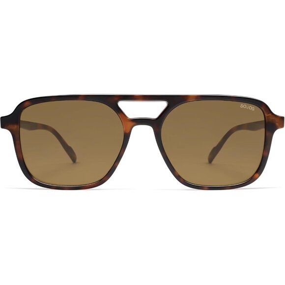 🆕 Women Brown Retro Aviator Sunglasses Trendy Rectangle Shades Stylish Design - Picture 2 of 5